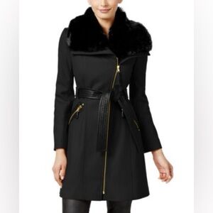Via Spiga 💕Women’s belted faux-fur collar coat 🔥